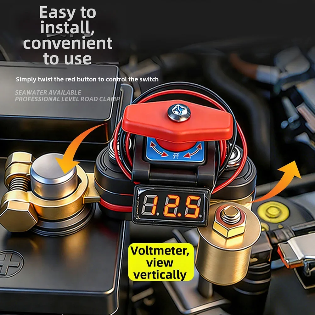 Car Battery Cut Off Switch with Full 360 Rotation Pure Copper Body Compatible with 12 Volt and 24 Volt Systems