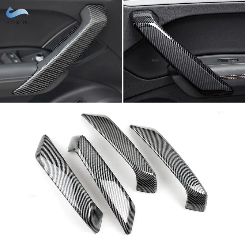 For Audi Q5 FY Sportback SQ5 2018 2019 2020 2021 4pcs Carbon Fiber Texture Interior Door Handle Pull Outer Cover Protective Trim