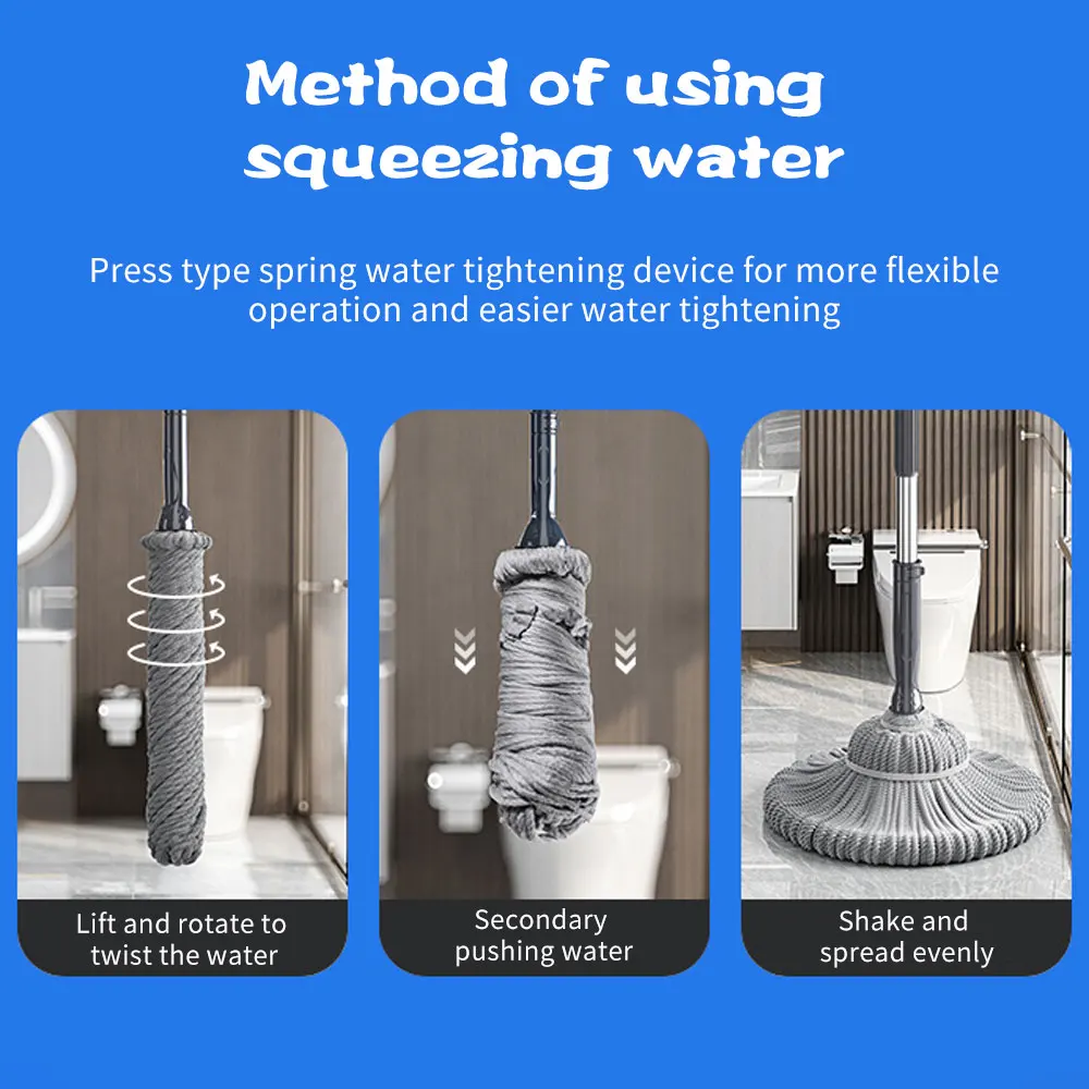 No Hand Washing Mop Household Floor Cleaning Rotating Self Twisting Water Squeeze Multifunctional Mop Rag Scrubber New