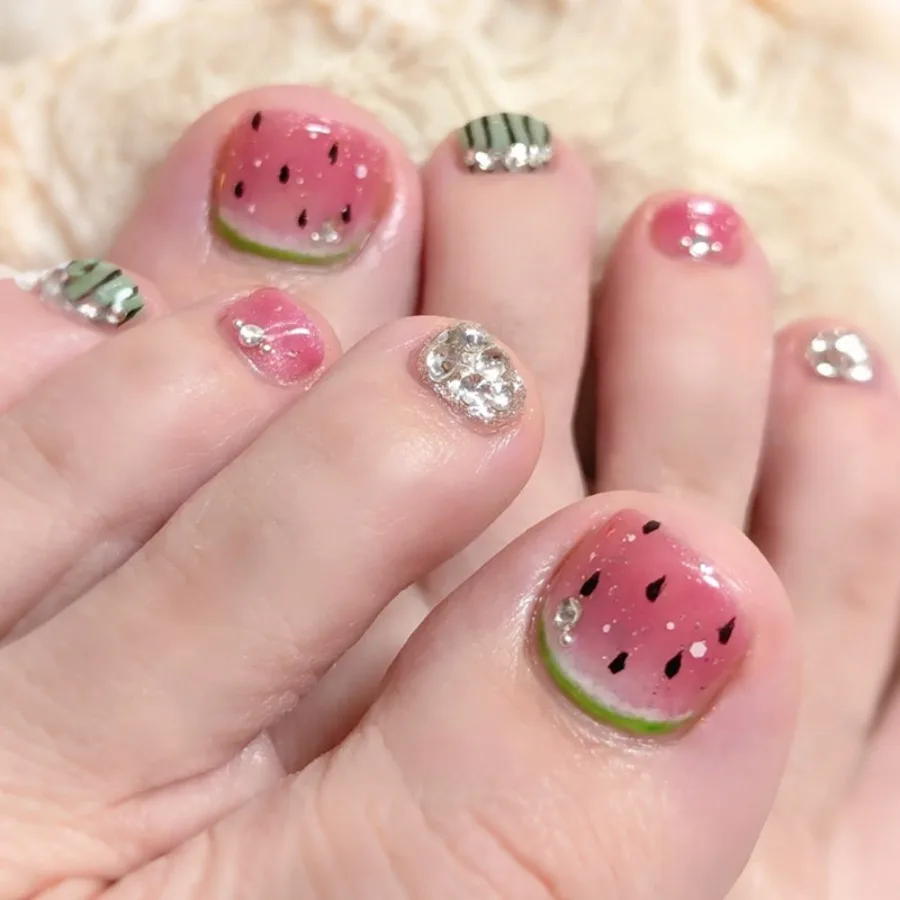 

European, American summer watermelon wearing nail nail piece, wearing nail patch manicure
