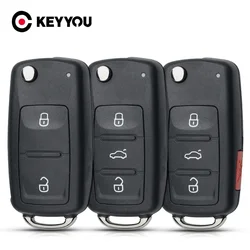 KEYYOU 2/3/4 Buttons Flip Folding Remote Key Case Shell For VW Tiguan Golf Sagitar Polo MK6 Touareg SEAT