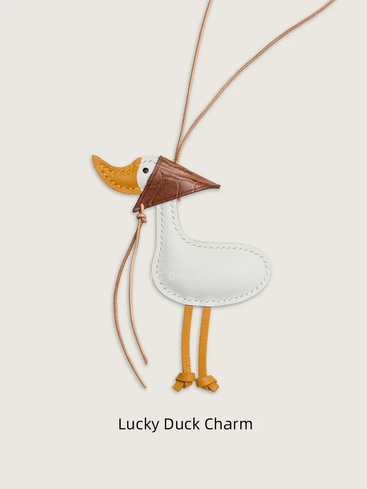 Handmade Lucky Duck Bag Charm | Cute Leather Duck Pendant | Playful Hand-Stitched Bag Accessory for Women | Aesthetic Bag Decor