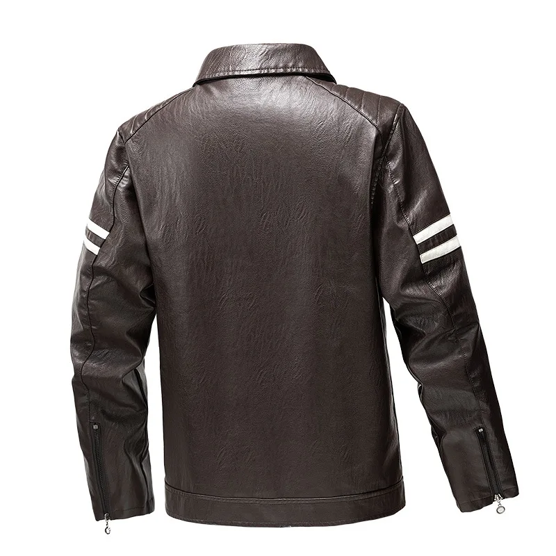 MAIDANGDI-Chaqueta de color bloqueado para hombre, solapa de moda, informal, Comercio Exterior, estilo de primavera y otoño, cremallera, top ajustado para motocicleta