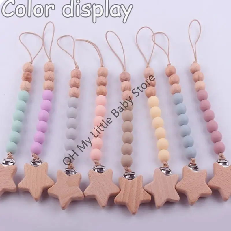 

M76C Silicone Pacifier Clip Infant Star Teether Clip Teething Aid for Soothing
