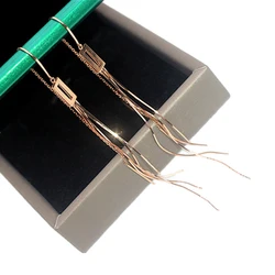 Fashion new 585 purple gold square soft chain Ear line14K rose gold earrings for women exquisite gift engagement accessories