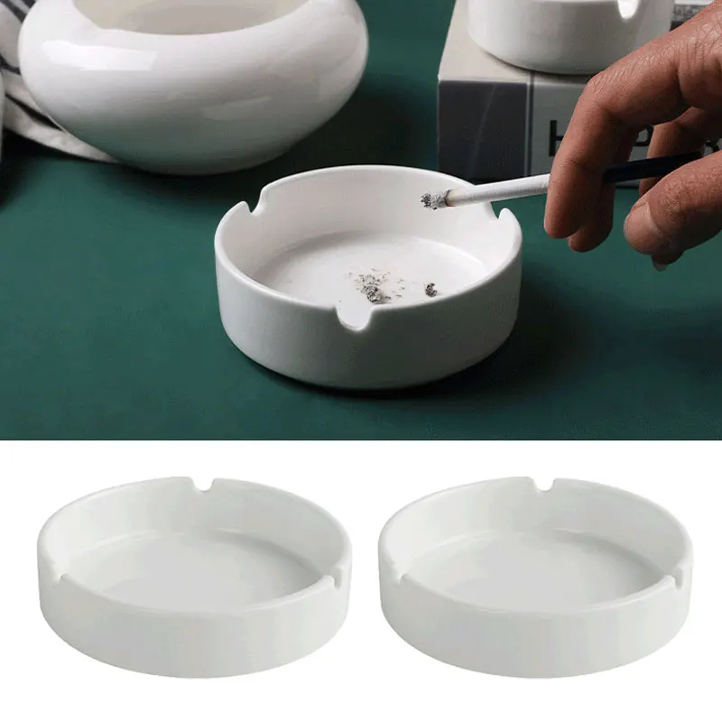 

White Ceramic Ashtray for Cigarette Home Office Fashion Portable Round Ash Tray Holder Smoking Accessories Gift for Boyfriend