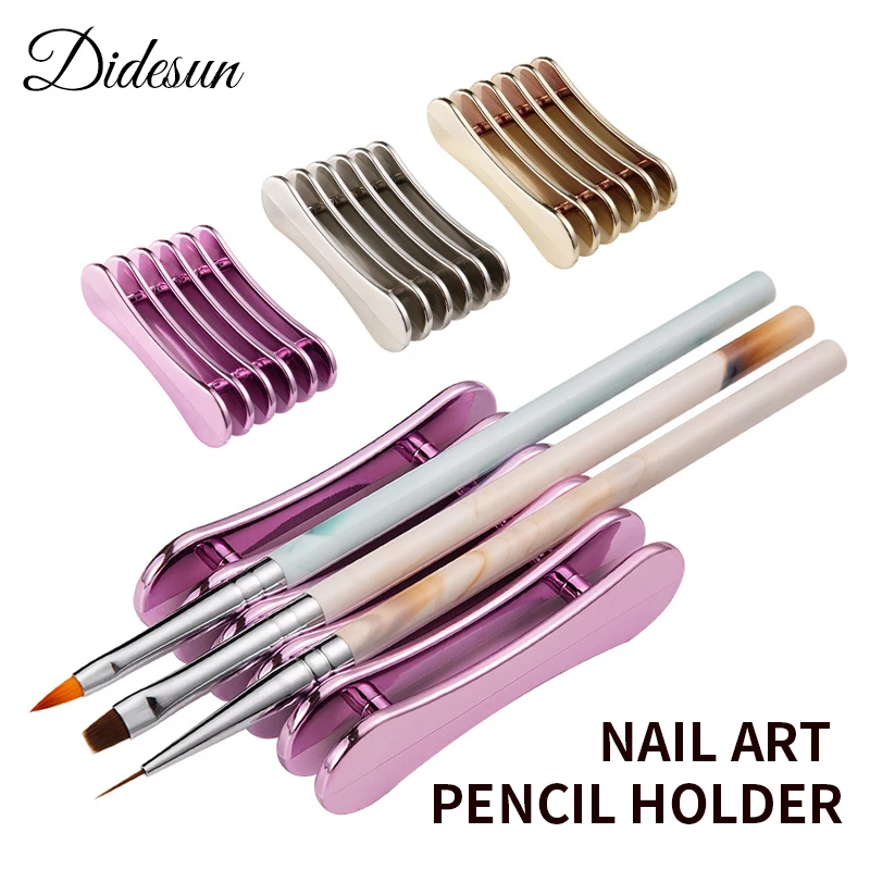 5 Grids Nail Art Painting Brush Holder Nail Brush Rack Painting Pen Rest Holder Stand UV Gel Brush Display Holder Manicure tools