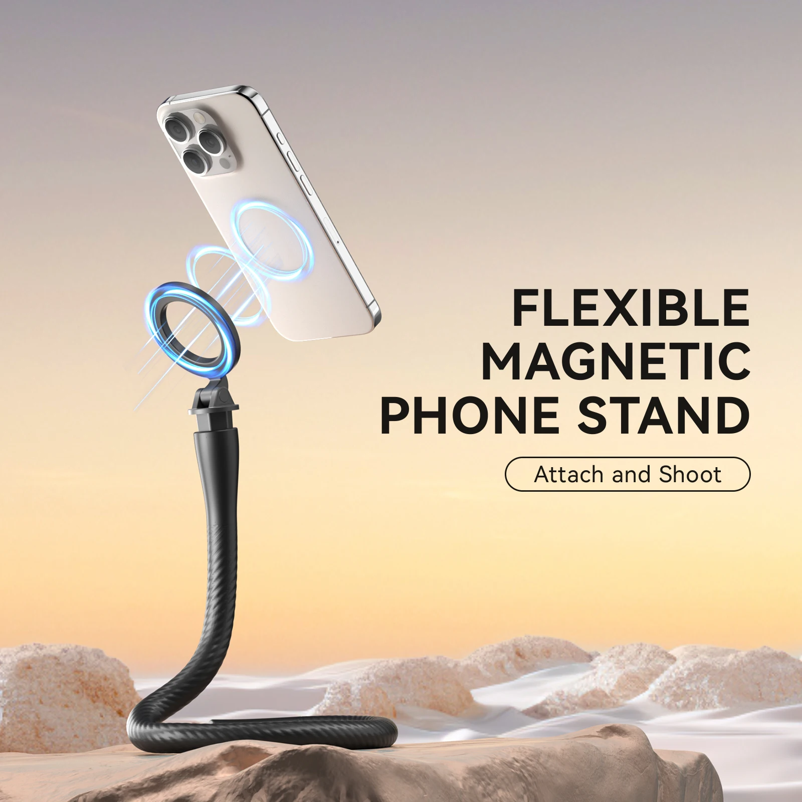 TELESIN Silicone Magnetic Flexible Phone Stand | Universal Holder for iPhone 15-11 Pro Max, Huawei, Samsung, Xiaomi