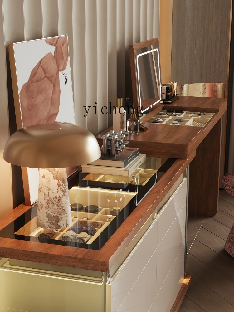 minimalist dresser, chest, integrated cabinet, modern bedroom, bedside storage cabinet, flip-top makeup table