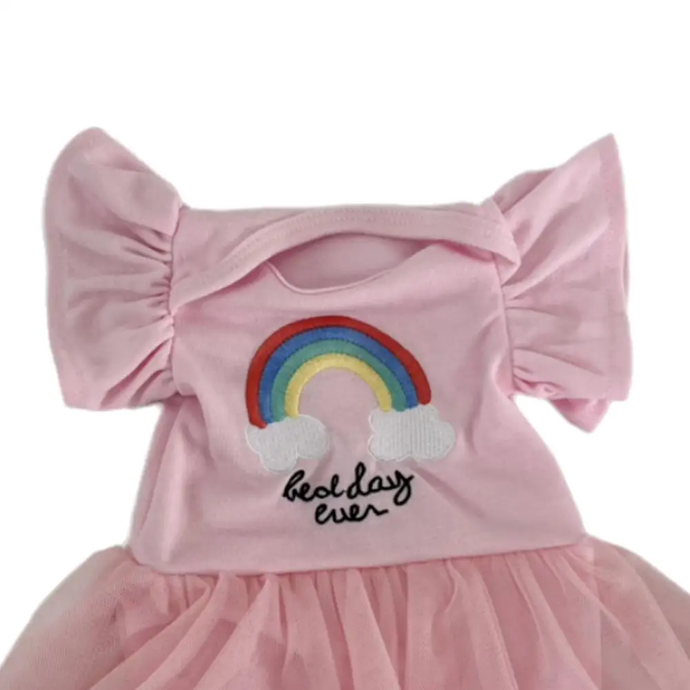 18 Inch Aesthetic Baby Doll Romper - Rainbow Dress Announcement, Summer Casual Short Sleeve Bodysuit