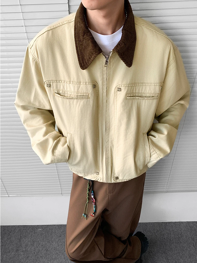 

Color Blo Waed Casual Workwear Jaet Men's Autumn Heavyweight Trendy Vibe American High End Feeling Loose Fit Zipper Clo...