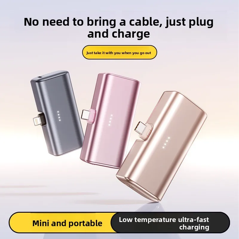 For Portable Pocket Metal Mini Power Bank Fast Charge Power Bank 5000mAh