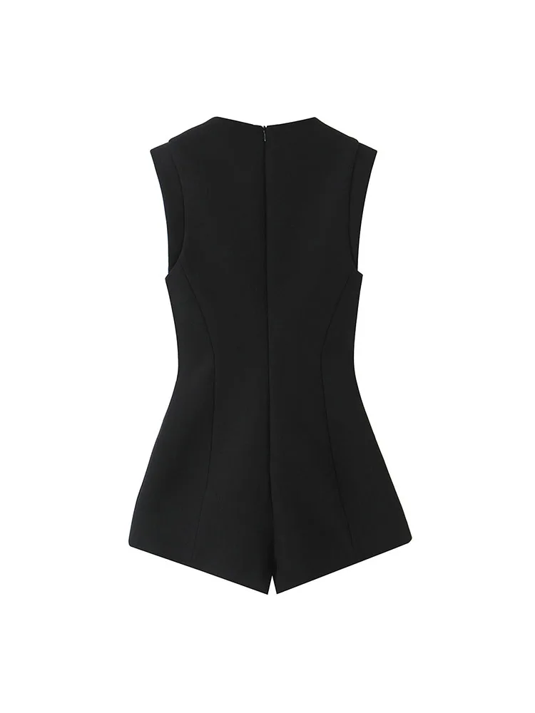 HH امرأة سستة أكمام ساحة طوق كريستال واحدة الصدر مزين بذلة قصيرة الإناث سليم صالح السراويل الموضة