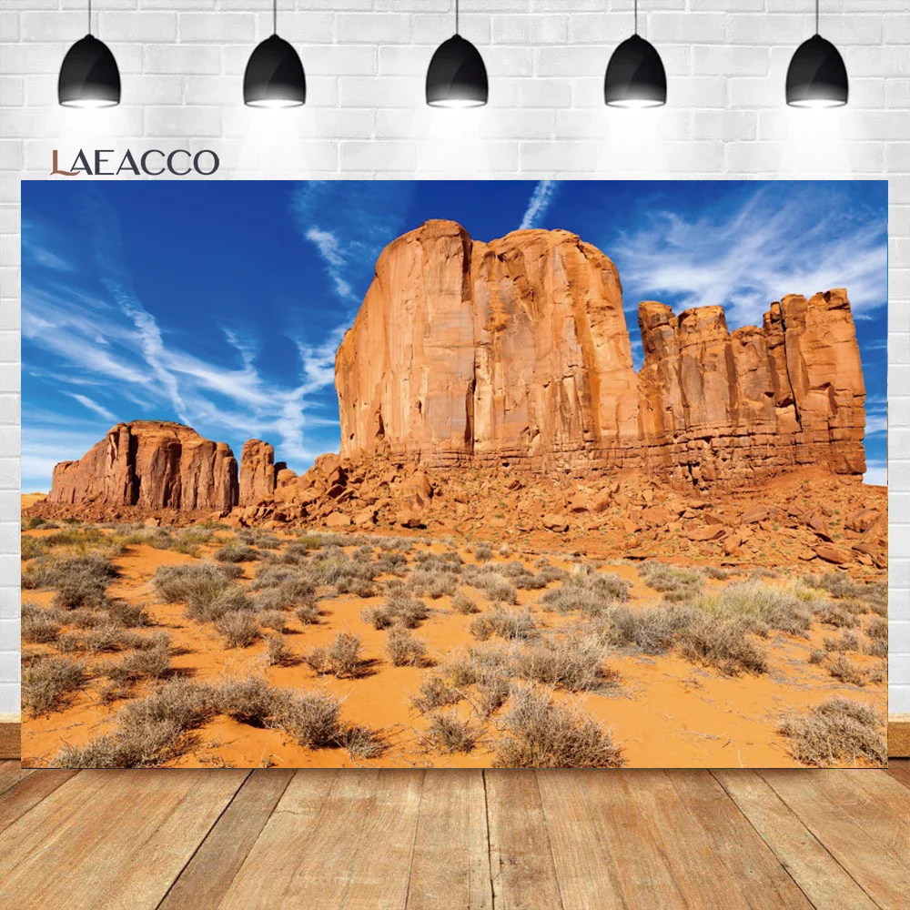 

Laeacco Desert Rocky Mountains Natural Scenery Photo Backdrop Blue Sky Hiking Camping Kids Adult Portrait Photography Background