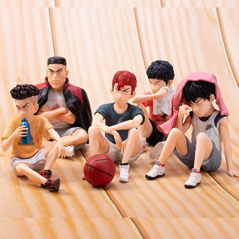 Aixlan 5pcs Anime SLAM DUNK Sakuragi Hanamichi PVC Action Figures Rukawa Kaede Akagi Takenori Mitsui Hisashi Model Toys 8cm