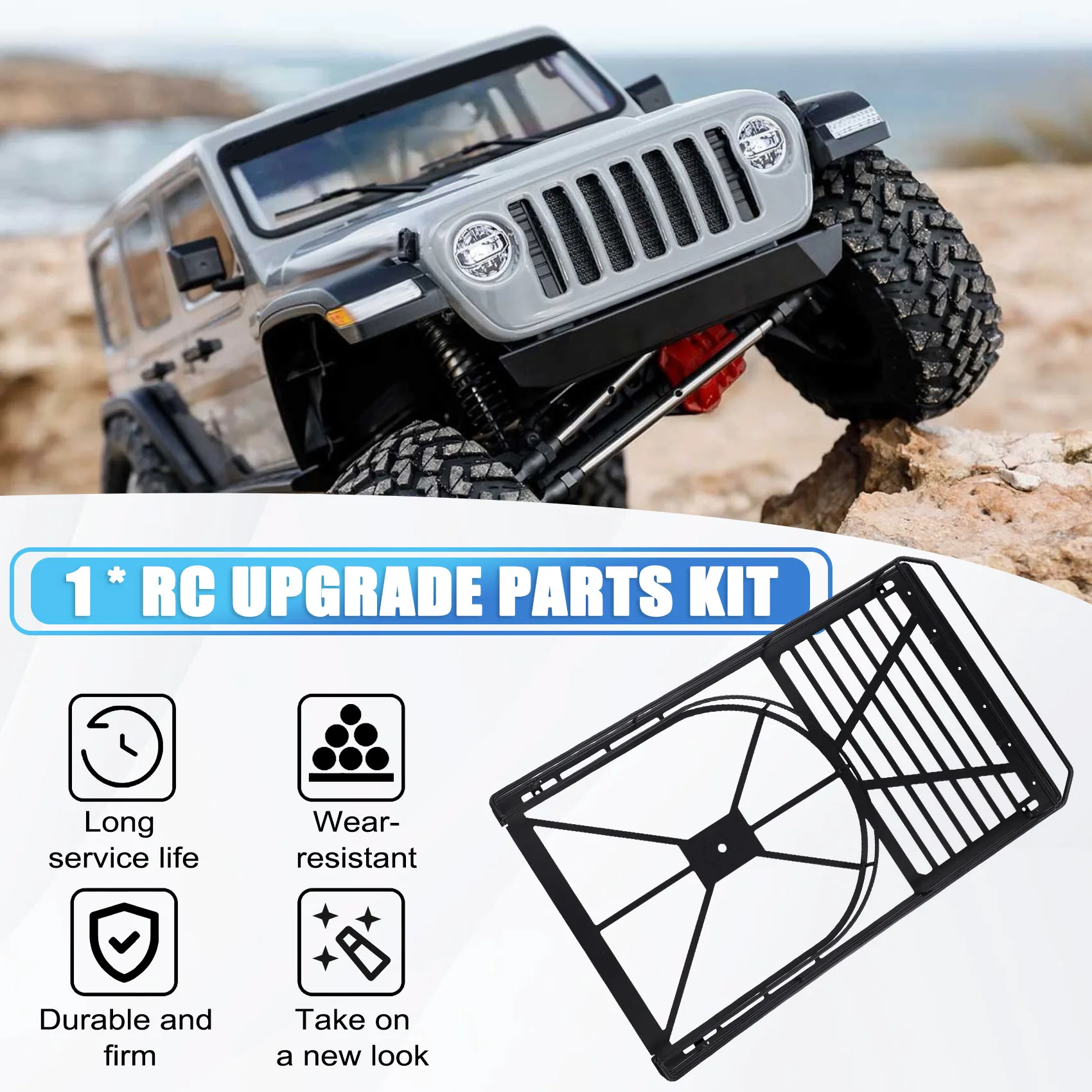 

ABJL-Roof Rack Metal Luggage Carrier Light-Weight Remote Control Car Modify Parts For Axial SCX6 1/6 RC Car