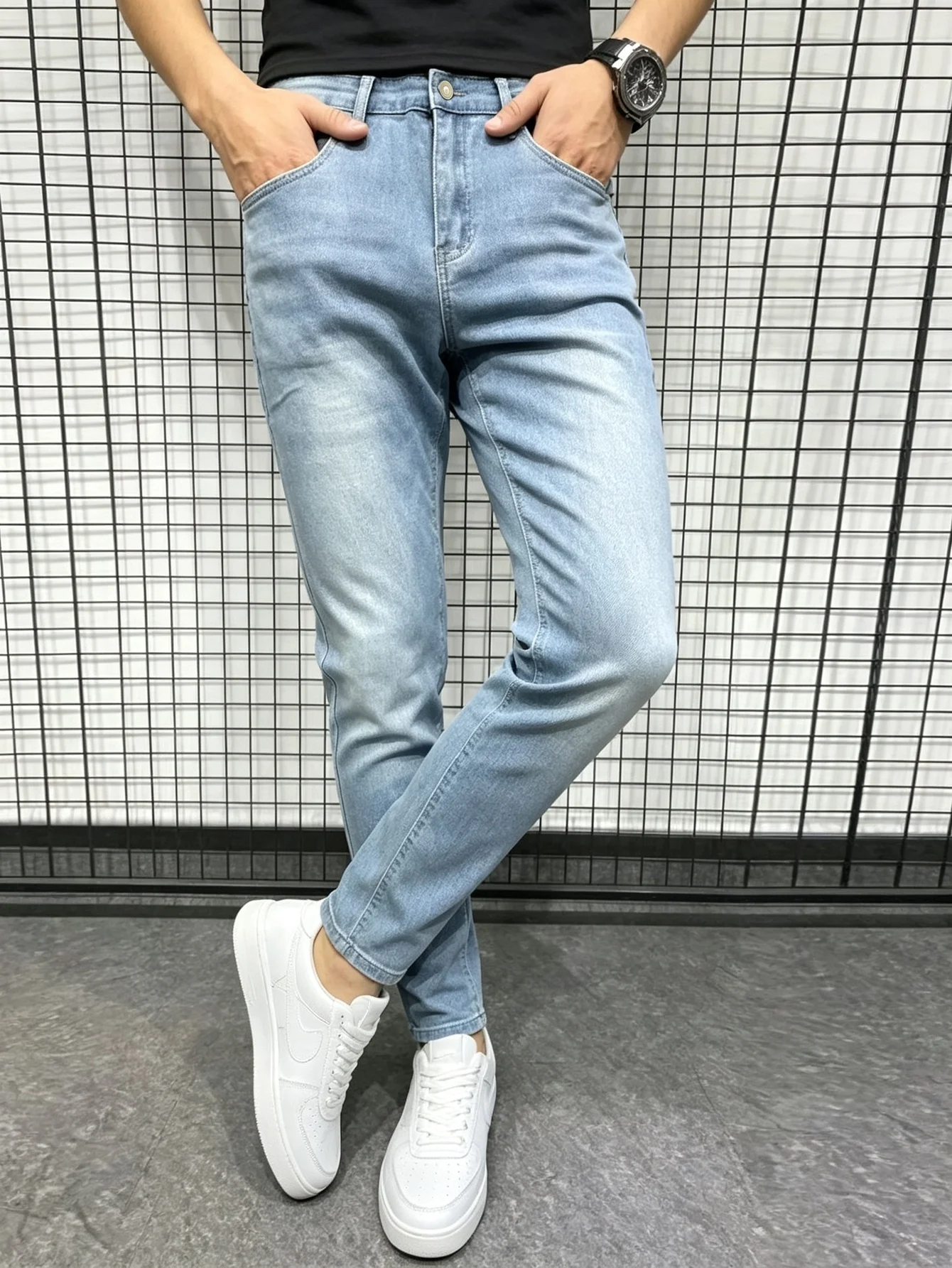 Y2K American Street Style Mens Skinny Jeans Stretch Casual Denim Pants Nice Gift Choice For Husband And Boyfriend