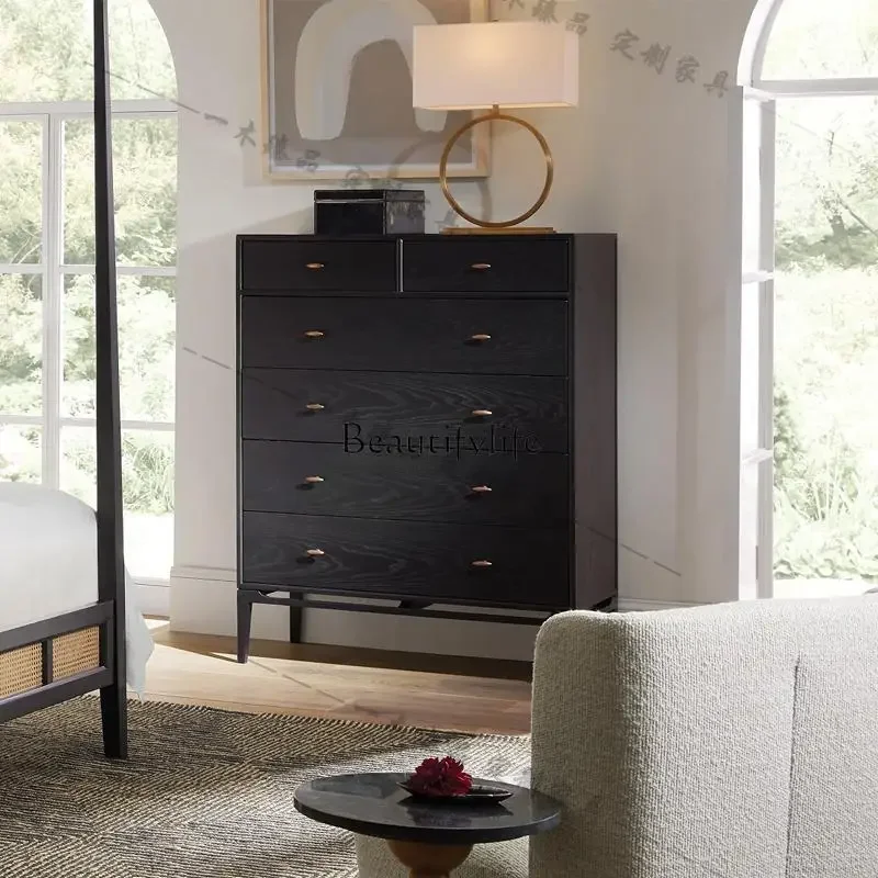 ls 42French retro solid wood seven-chest cabinet household living room storage cabinet