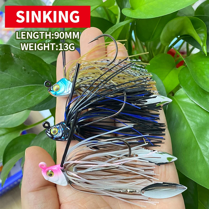 1PCS 13g Metal Jigs Silicone Skirt Fishing Swimbait Jig Heads Lures Blade Saltwater Lures Pesca Pike Lure Jigging Lure 9170