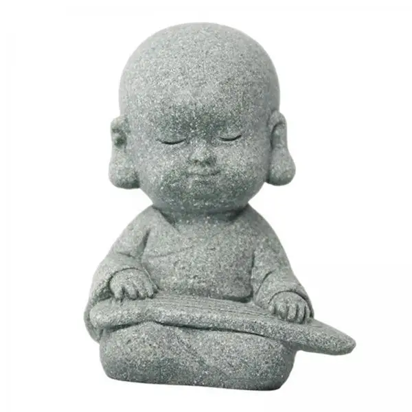 Baby Monk Buddha Figurine Resin Statue Modern Decorative Statuette Feng Shui Ornament Sculpture Art for Tea Tray Bookshelf Decor