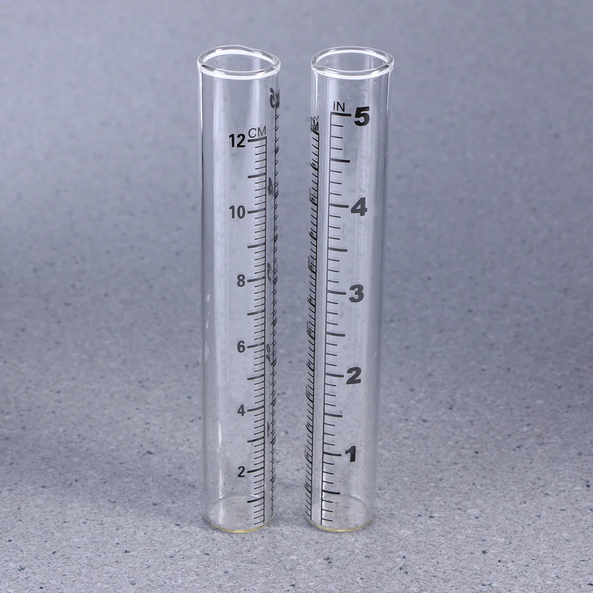 

2Pcs 12cm Glass Test Tube Rain Gauge Flat Bottom Scaled Measuring Instrument for Meteorology Farming Research Test Tube