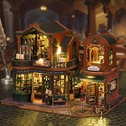 2024 case delle bambole in legno fai da te crepuscolare libro città 3D modello in miniatura kit villa casa delle bambole con mobili luce a led per i regali degli amici