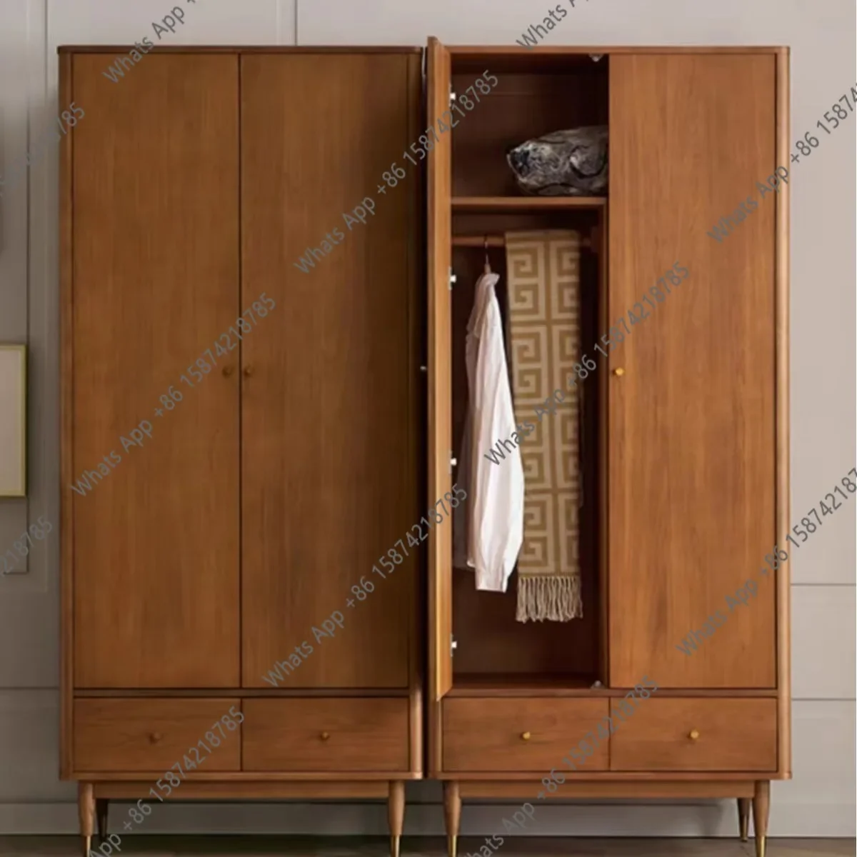Rr North American Boxwood Wardrobe Japanese Solid Wood Simple Bedroom Wardrobe Oak Master Bedroom Full Solid Wood Cabinet Opposi