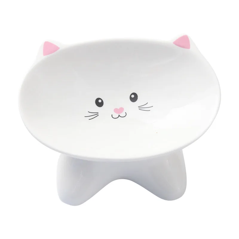 Pet Supplies Cat Bowl Ceramic Protection For Cervical Neck Drinking Water At An Oblique Mouth To Prevent Overturning