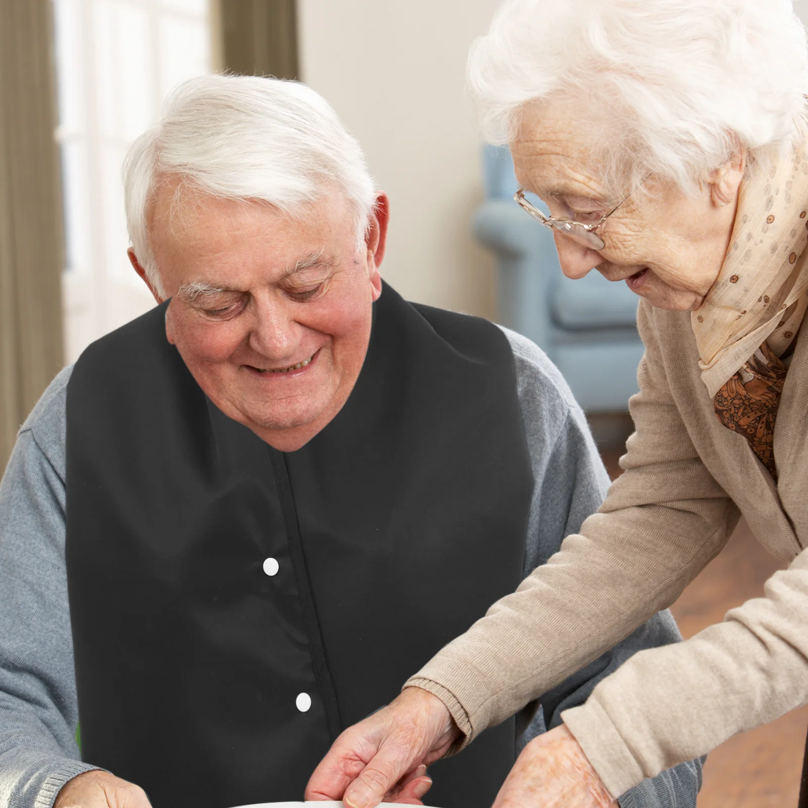 مريلة الكبار طبقة مزدوجة مقاوم للماء البوليستر الملابس حامي وشاح لكبار السن الرجال قابل للغسل الأكل مريلة الكبار الأكل وشاح