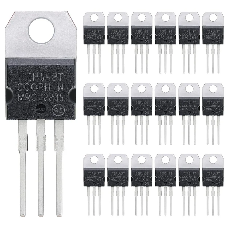 

TIP142 NPN Transistor 10A 100V TIP142T Darlington Silicon Power Transistors TO-220 (Pack of 20)