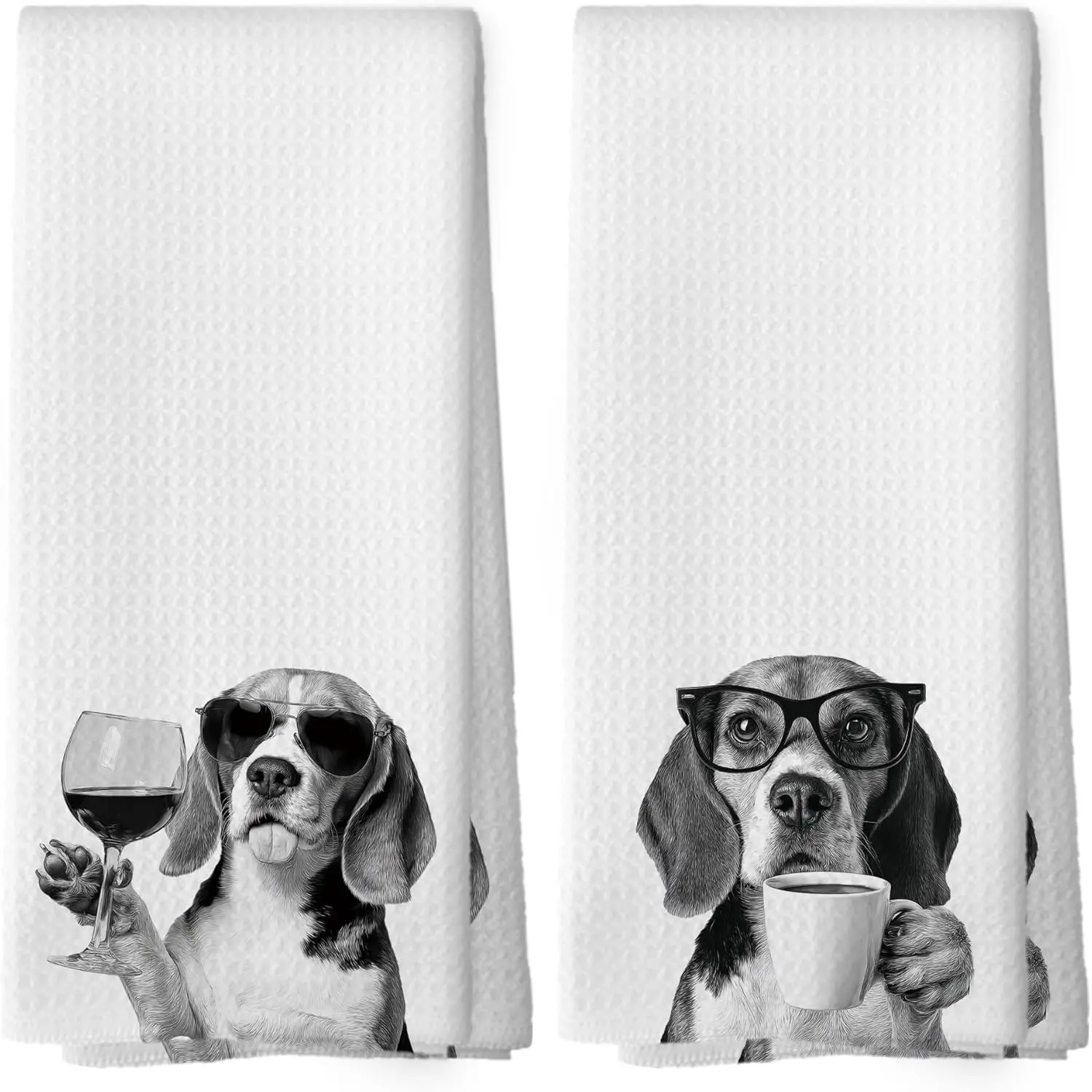 2 Stück, Rotwein und Kaffee, Gentleman-Hunde-Küchentücher, 40 cm x 60 cm Handtuch-Set, super saugfähiges weiches Reinigungstuch, Koch- und Back-Geschirrtuch, Handtuch, Reinigungstuch, Küchendekoration, Wohnzimmerdekoration, Essentials, Home Essentials