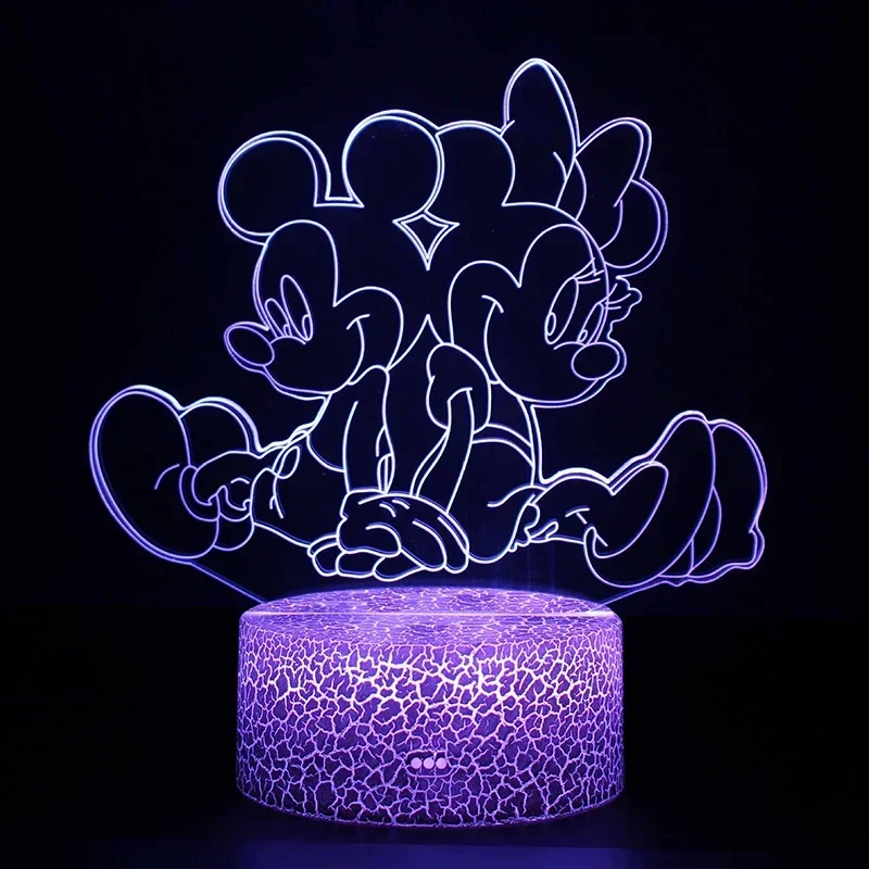 Mickey Mouse Minnie Mouse 16 Color Lamp Disney Cartoon Miniso Night Light USB Sleep Neon Lights Home Decor Kids Birthday Gifts