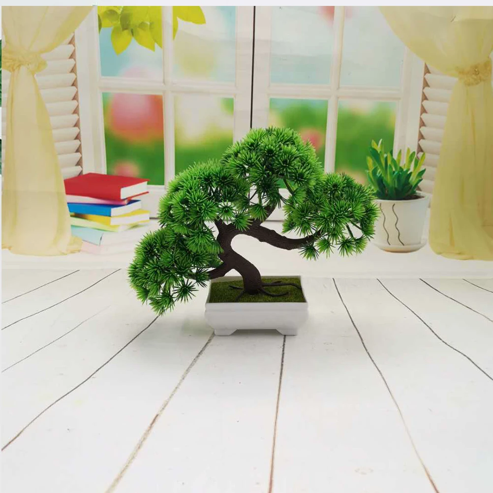 

Simulation Pine Greeting Guests Potted Plant Realistic Green Bonsai Artificial Decor Home Office Hotel Garden Fence Restaurant