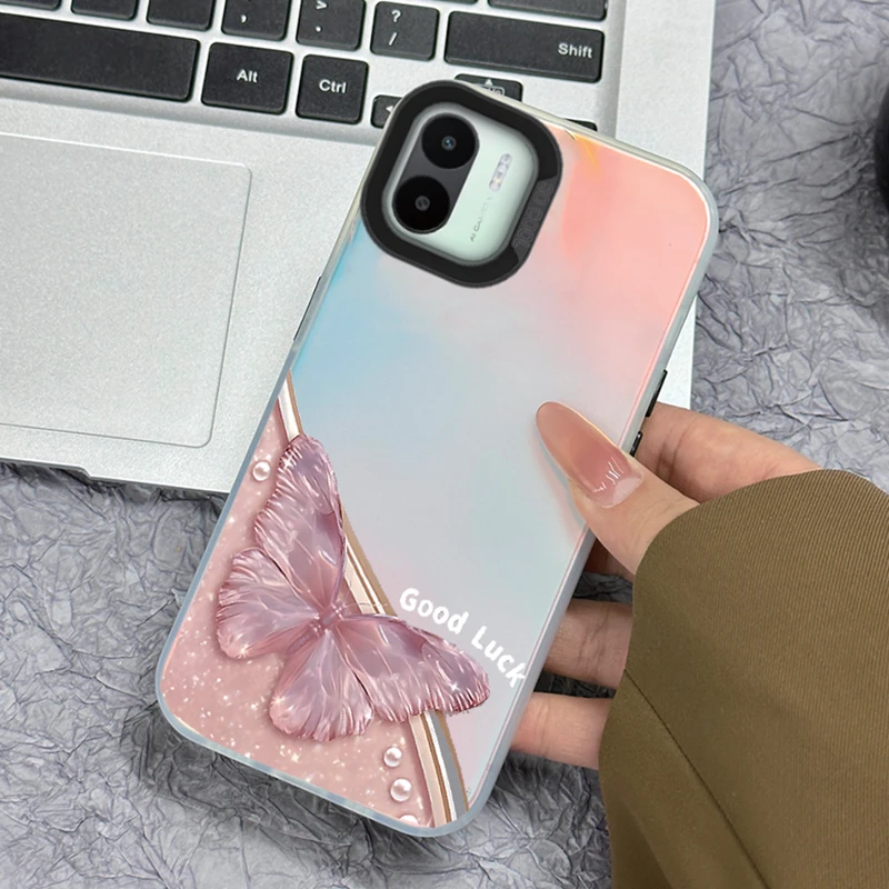 레오파드 패턴 대리석 아트 나비 휴대폰 케이스, 샤오미 레드미 A1 A2 플러스 4G 9 9A 9AT 포코 C50 C51 X3 NFC 후면 실리콘 커버