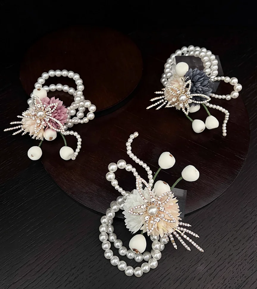 

Оригинальные высококачественные корсажи цвета шампанского, корсажи на запястье для свадьбы и подружки невесты, аксессуары для свадебной и ежегодной вечеринки.