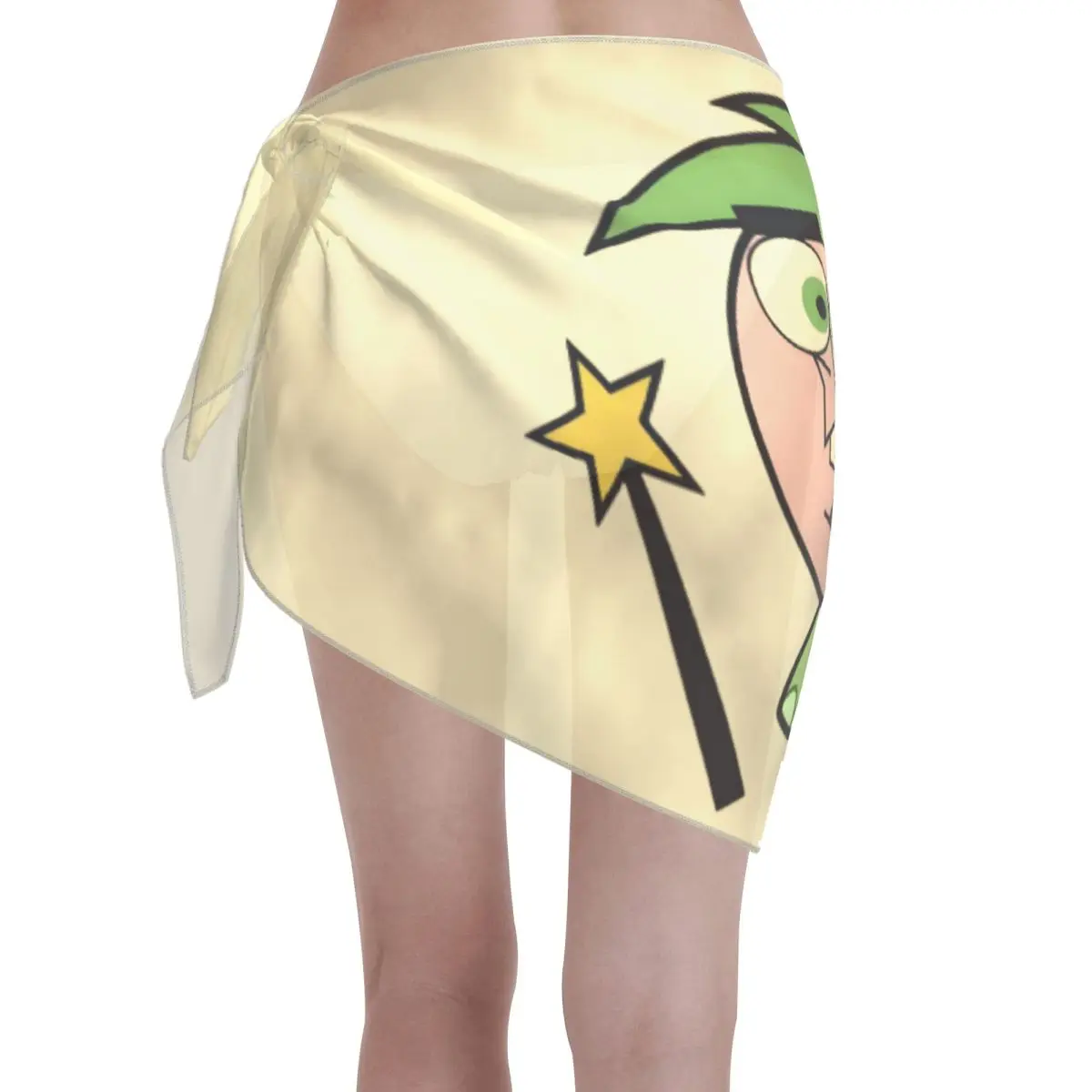 Custom Fairly Oddparents Beach บิกินี่ห่อดูผ่านบิกินี่ชุดชายหาดกระโปรงสั้นผ้าพันคอชีฟองสําหรับผู้หญิง