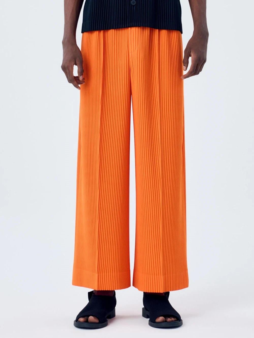 Miyake Herren-Plisseehose, weites Bein, lockere Passform, modische Hose – Detail 7