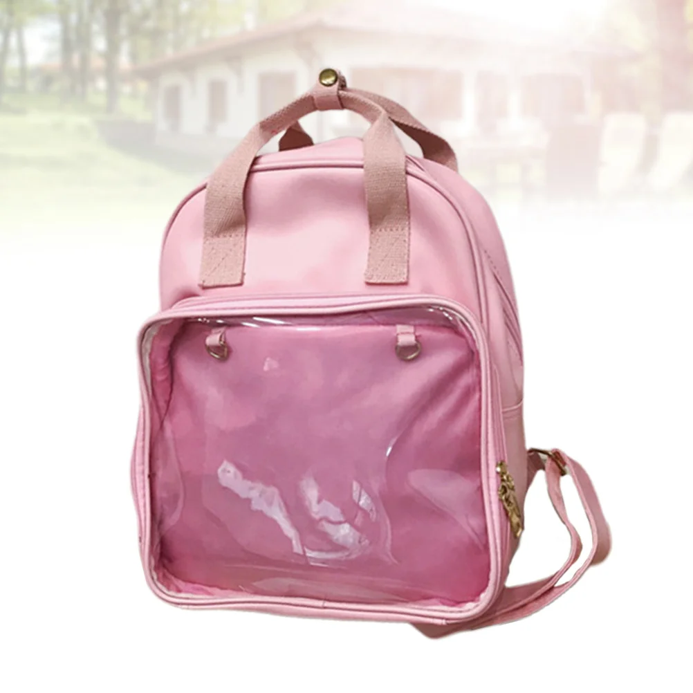 캔디 컬러 PVC 백팩 학교 숄더백 대용량 핑크 여성 여행 책가방 캔디 컬러 백팩