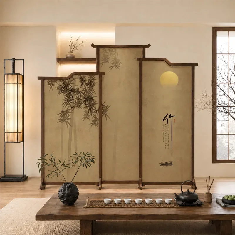 Song Style Aesthetic Screen Partition for Living Room Entrance Porch Chinese Simple Tea Room Hotel Lobby Background