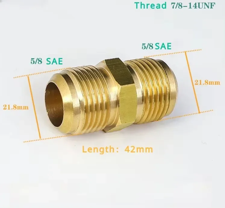 Gleiches Reduzierstück, Bördelrohr, Außendurchmesser 1/4 Zoll, 5/16 Zoll, 3/8 Zoll, 1/2 Zoll, 5/8 Zoll, 3/4 Zoll, 7/8 Zoll, SAE-Standard, Messingrohrverschraubung, Anschluss, Luftkoniditoner