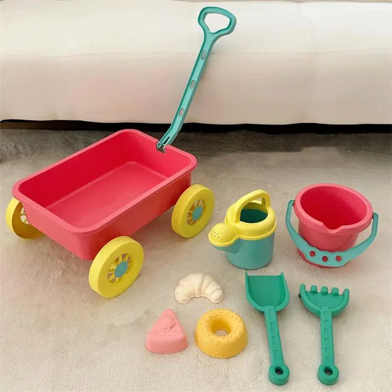 Jouets de plage pour tout-petits, jouets d'apprentissage précoce avec chariot, 8 pièces, ensemble de jeu amusant en plein air pour bord de mer, plage, Camping extérieur
