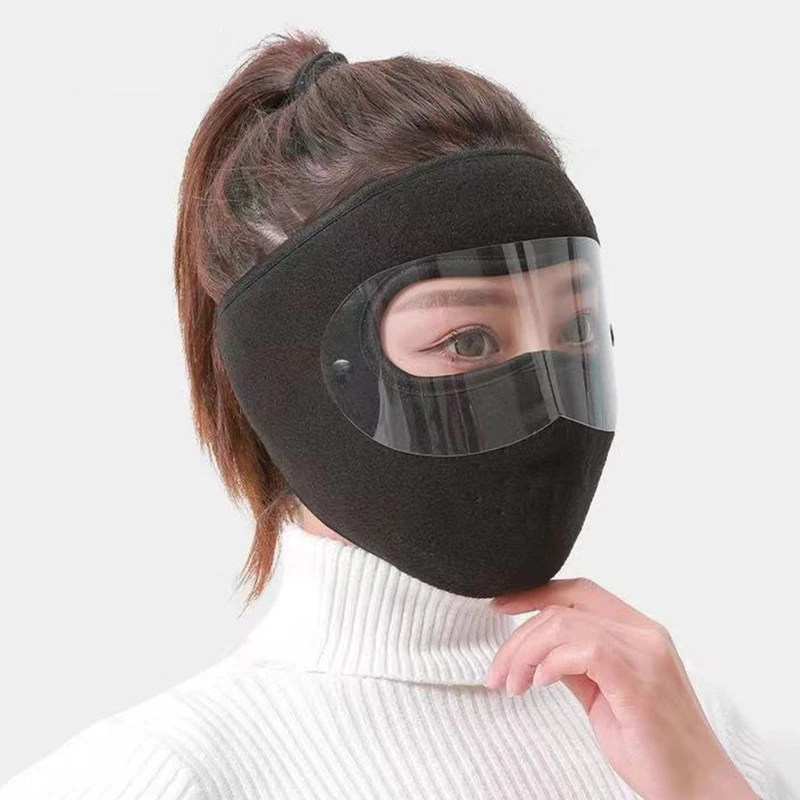 Winddichte, warme Gesichtsmaske, Wintermütze, Ski, atmungsaktive Masken, Fleece-Gesichtsschutzkappen mit HD-Brille, Antibeschlag-Fahrradmütze, Sturmhaube