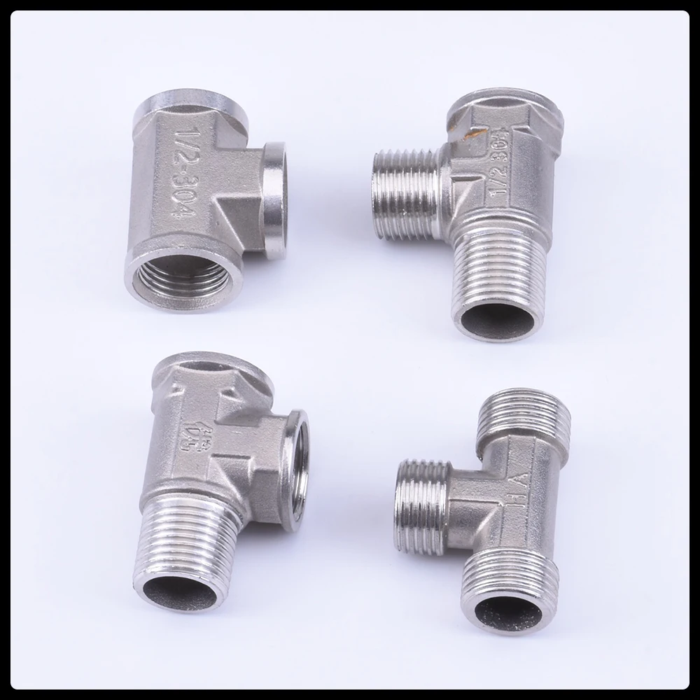 1/2 3/4 BSP 304 Stainless Steel Female Male Thread Tee Type Reducing  Elbow Butt Joint Adapter Adapter Coupler Plumbing Fittings