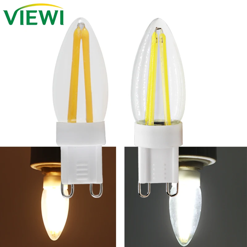 3W G9 LED Filament Lamp 110V 220V COB Spotlight Dimmable Candle Tip Glass Shell Light for Living Room Home House
