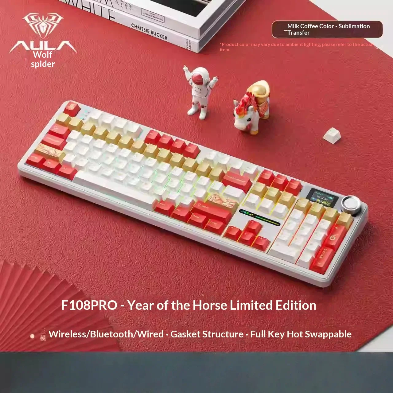 

Беспроводная механическая клавиатура Tarantula F108pro с Bluetooth, горячей заменой переключателей, для киберспорта и игр, с функцией Music Rhythm