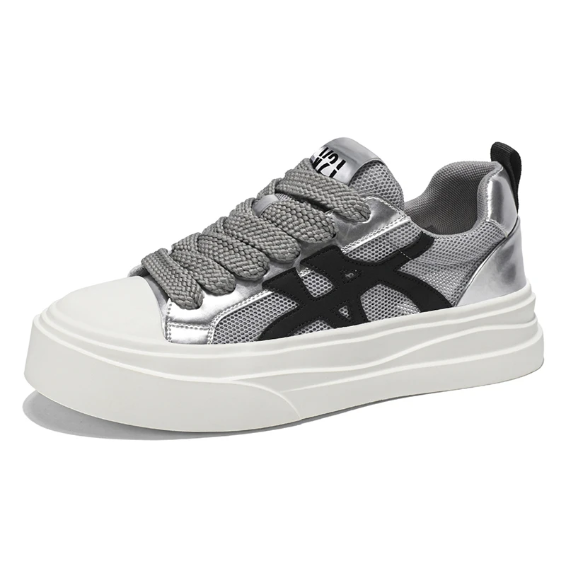 

Men's motorcycle shoes trend new thick soled mesh breathable and comfortable casual board shoes