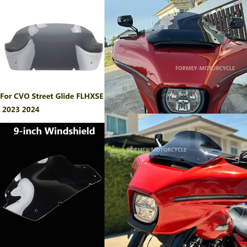 

For Harley CVO Street Glide FLHXSE 2023 2024 NEW Motorcycle Accessories 9" Windshields Wind Deflector Smoky Windscreen 2023 2024