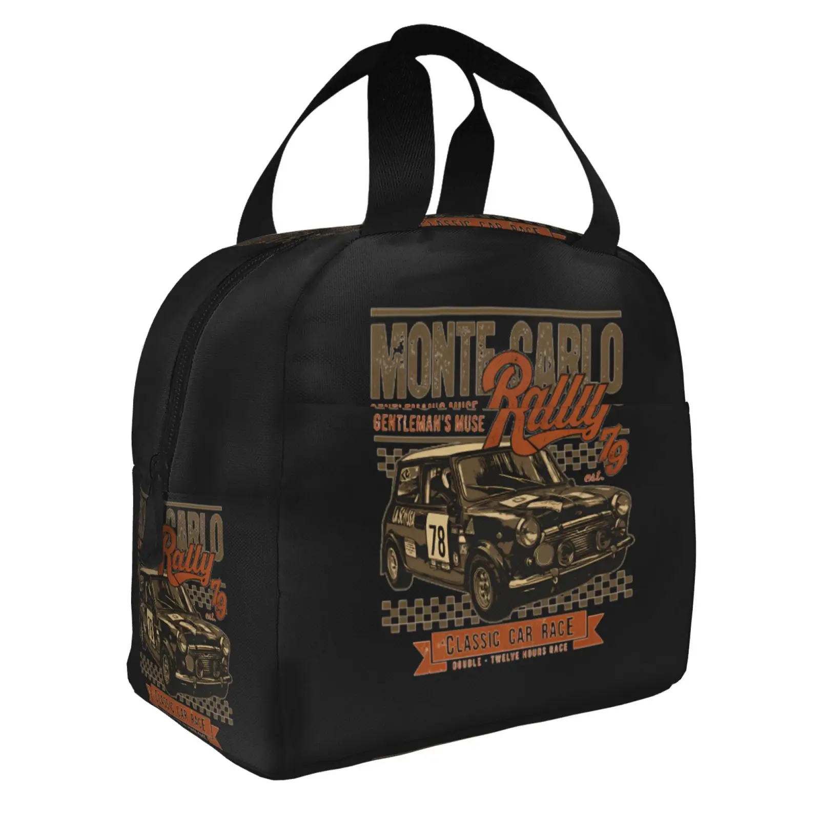 Monte Carlo Rally Funny Car Print Portable Lunch Boxes Waterproof Thermal Cooler Food Insulated Lunch Bag Kids School Children