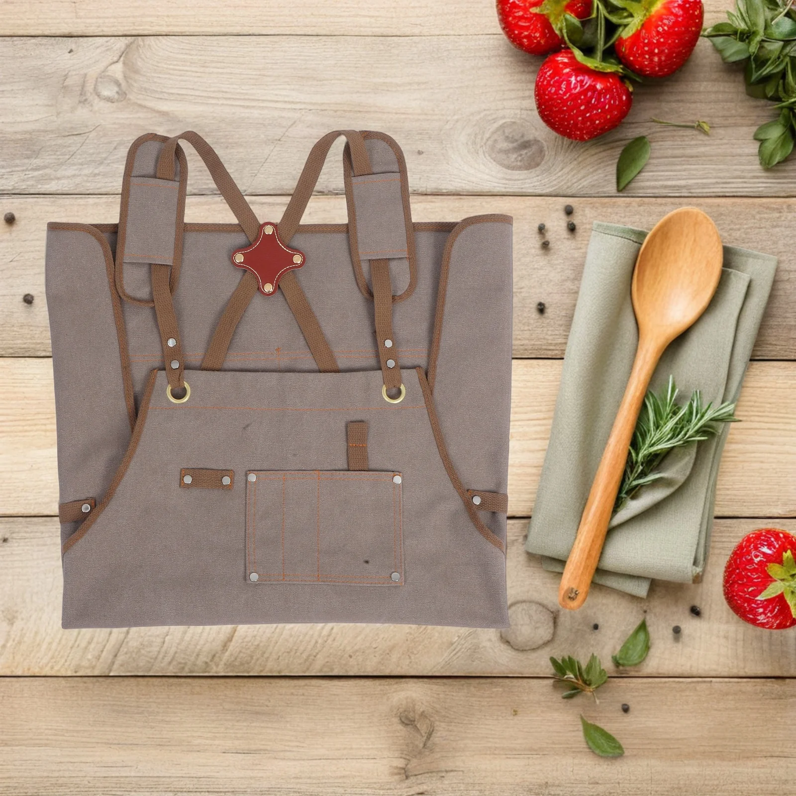 

Canvas Work Cross Back Adjustable Thick Multi Pocket Tool Apron For Woodworking Gardening Kitchen Workshop Utility Apron For Men
