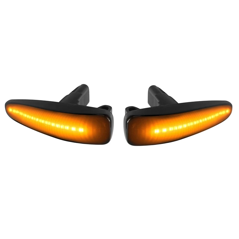 Smoked Lens Amber Full LED Dynamic Front Side Marker Lights for Mitsubishi Lancer Evo X Mirage Outlander Sport 2011-2020